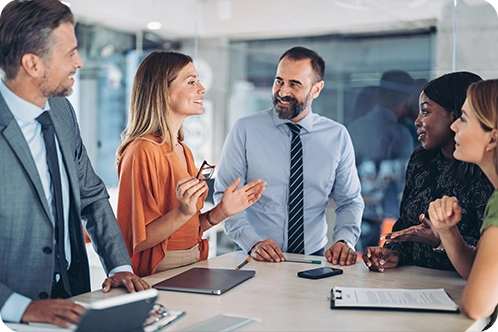 group of coworkers meeting