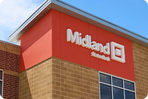 Outside view of Midland branch sign