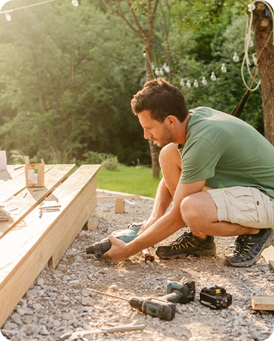 man installing new deck