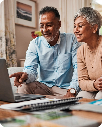 older couple looking at computer