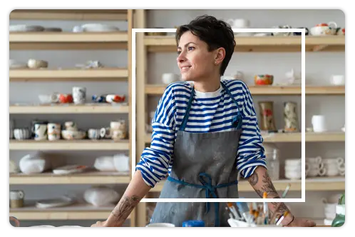 Small business owner in her business