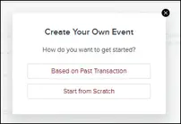 screenshot showing the create your own event pop up