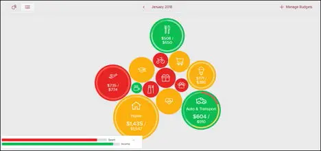 Screen capture showing budget over page