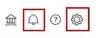 Screen capture showing the settings gear icon and the notification icon